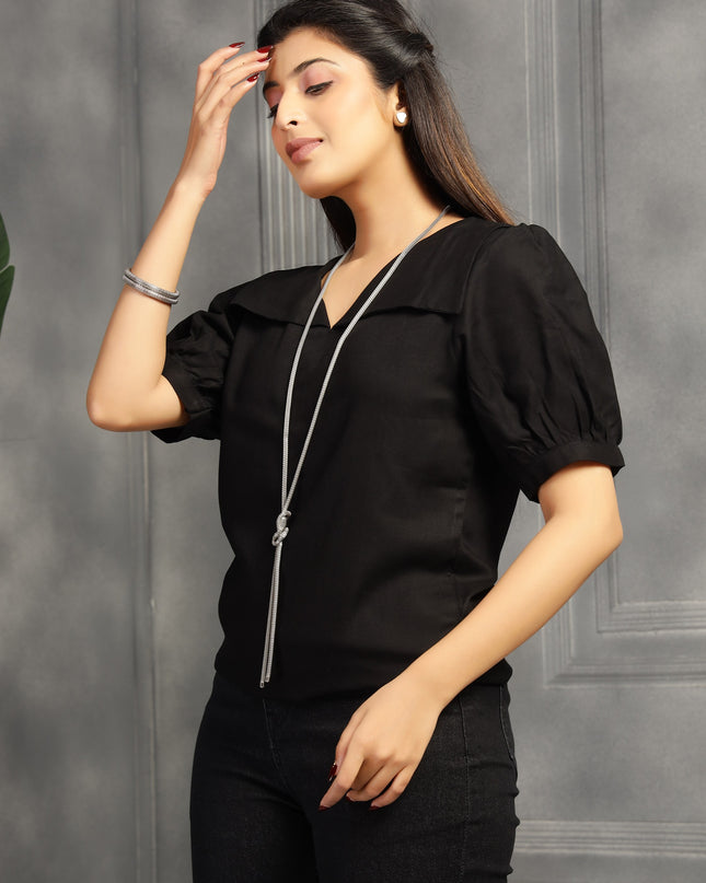 Black Square Sleeve Top