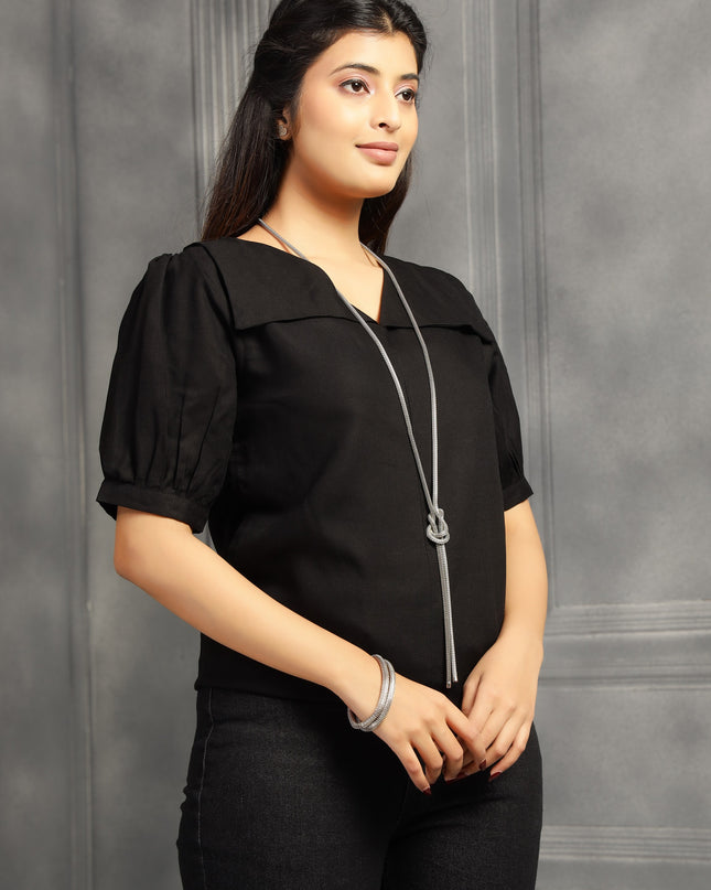 Black Square Sleeve Top