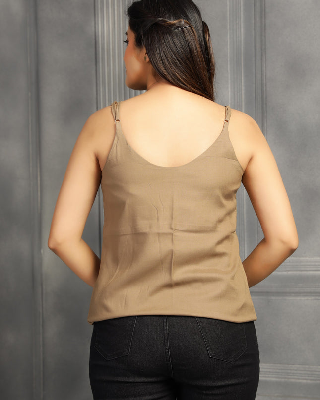 Beige Spaghetti Strap Top