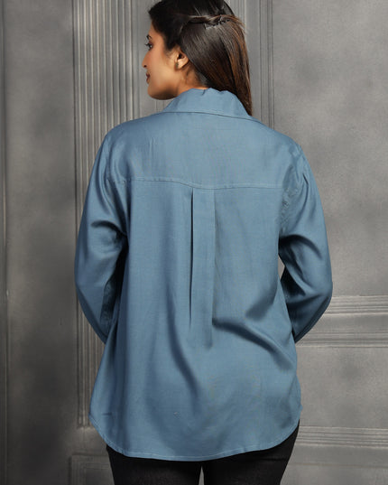 Steel Blue Oversized Shirt