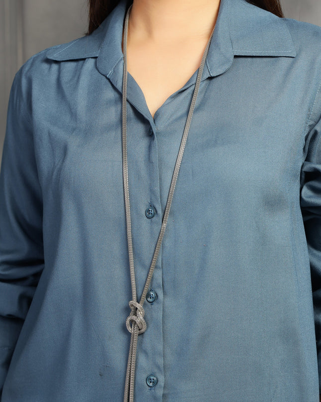 Steel Blue Oversized Shirt
