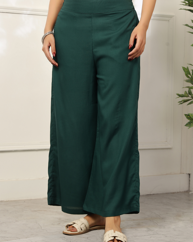 Dark Green Rayon Palazzo Pants