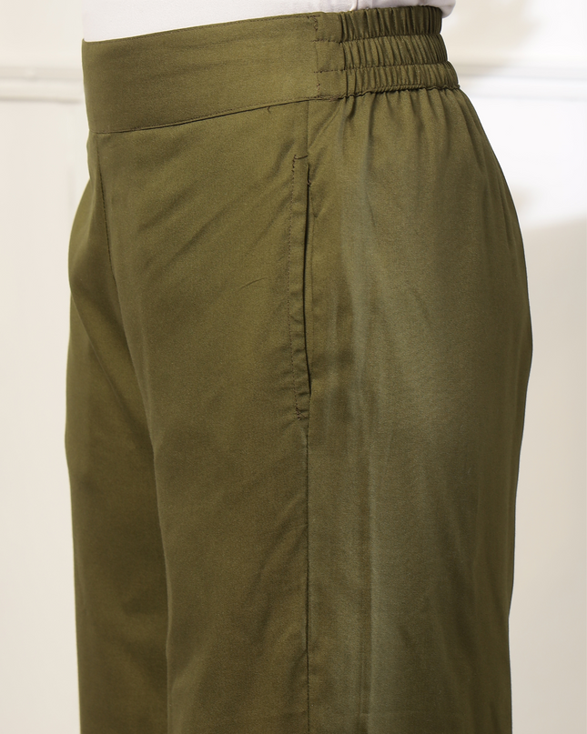 Olive Green Rayon Palazzo Pants