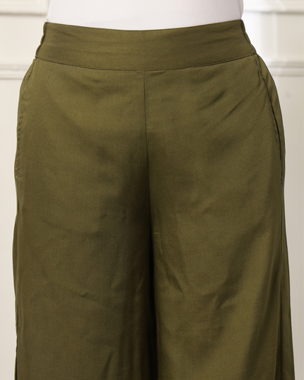 Olive Green Rayon Palazzo Pants