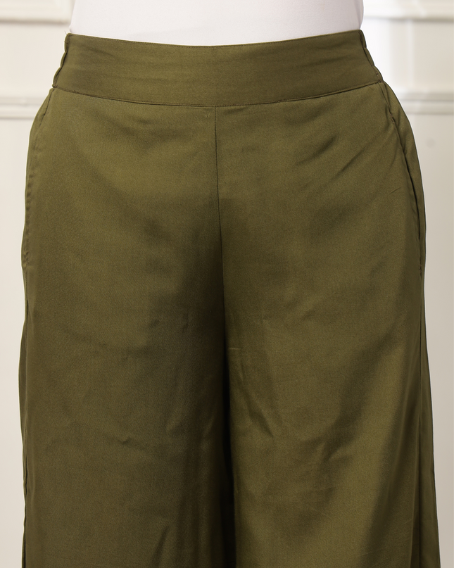 Olive Green Rayon Palazzo Pants