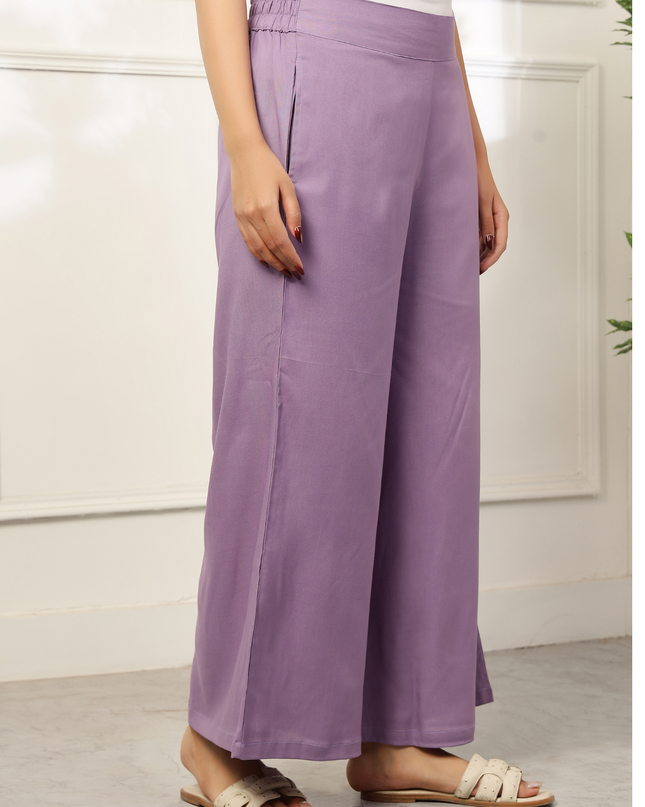 Lavender Rayon Palazzo Pants