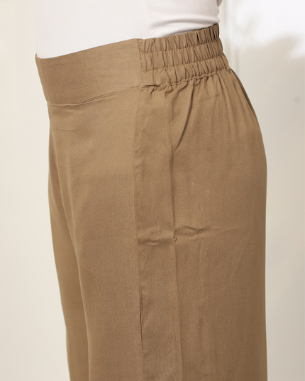 Khaki / Tan Cotton Palazzo Pants