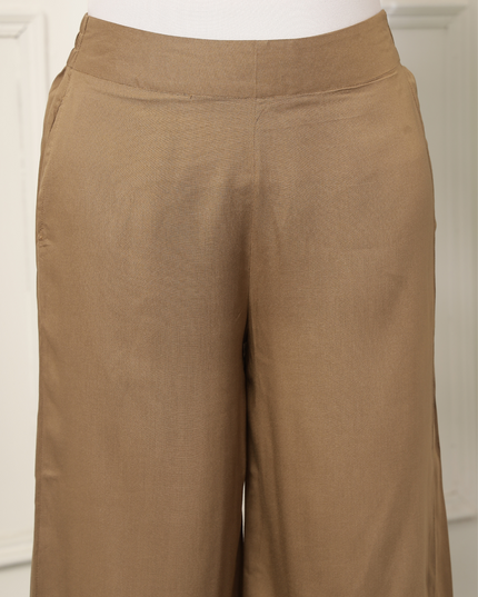 Khaki / Tan Cotton Palazzo Pants