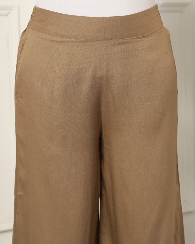 Khaki / Tan Cotton Palazzo Pants
