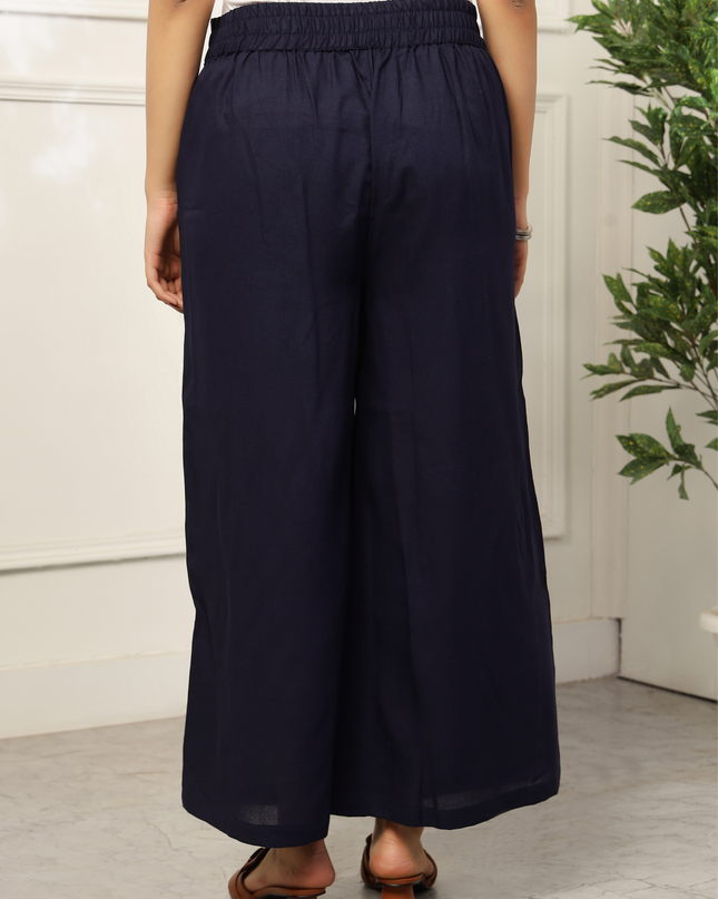 Navy Blue Rayon Plazzo Pants