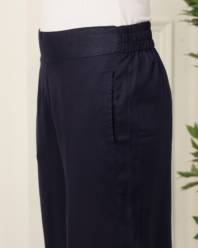 Navy Blue Rayon Plazzo Pants