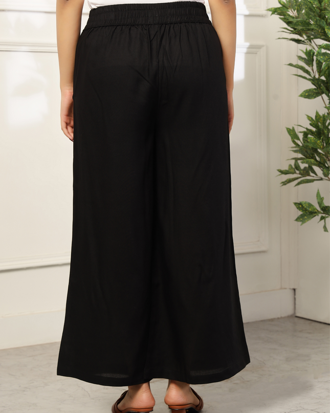 Black Rayon Plazzo Pants