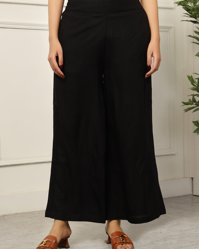 Black Rayon Plazzo Pants