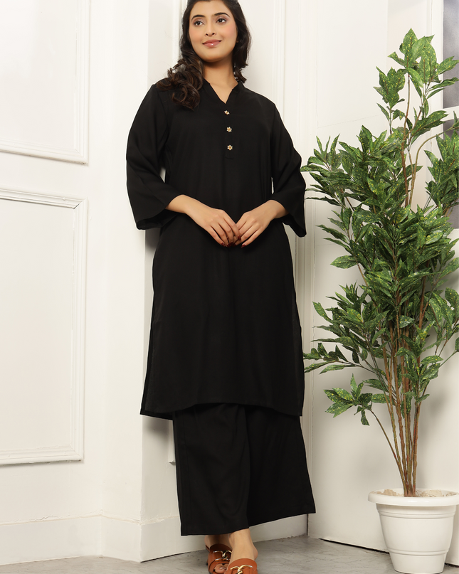 Black Rayon Plazzo Pants