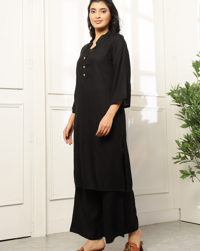 Black Rayon Plazzo Pants