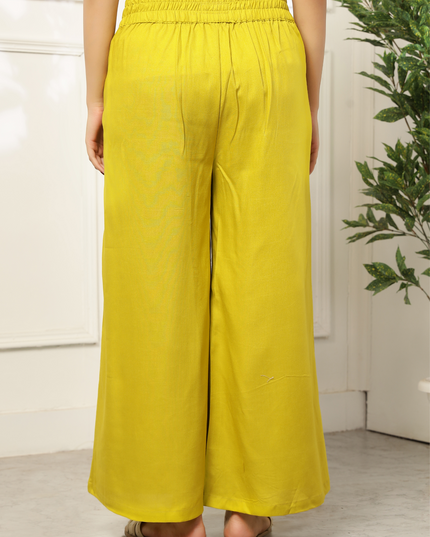 Lemon Yellow Rayon Plazzo Pants