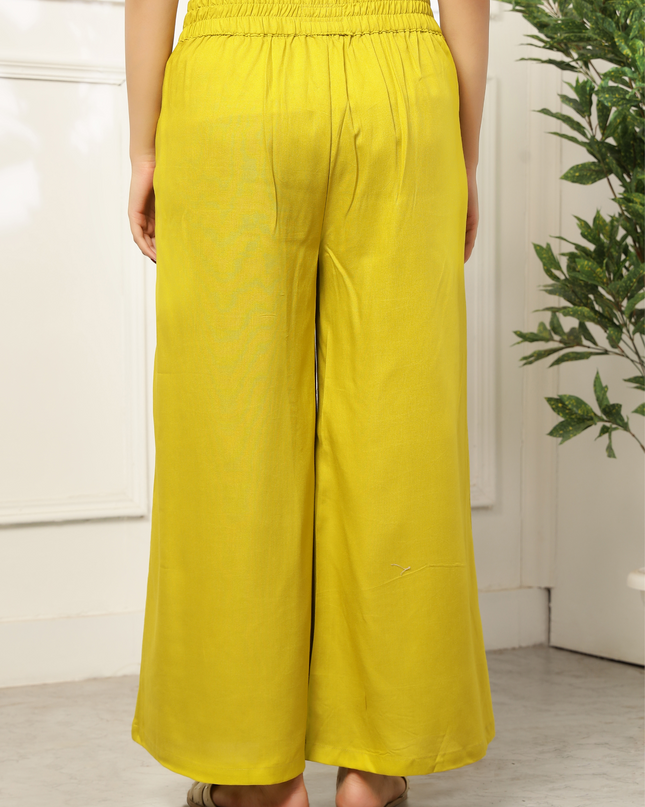 Lemon Yellow Rayon Plazzo Pants