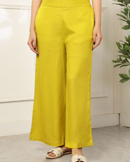 Lemon Yellow Rayon Plazzo Pants