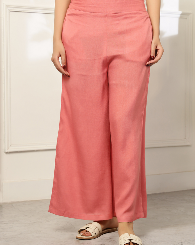 Peach Pink Rayon Plazzo Pants