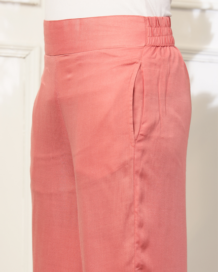 Peach Pink Rayon Plazzo Pants
