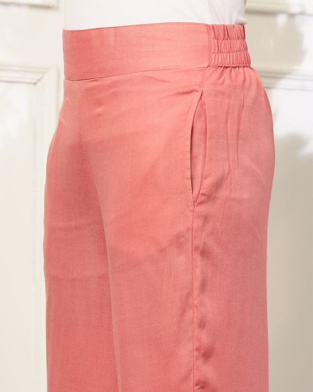 Peach Pink Rayon Plazzo Pants