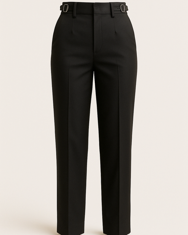 Black women's work wear straight Viscose Lycra Pants