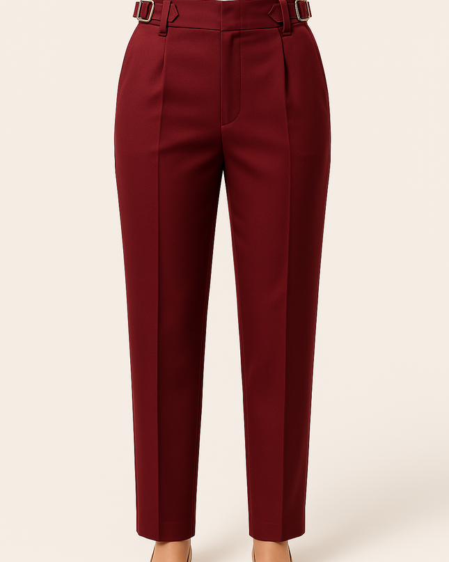 Wine women's work wear straight Viscose Lycra Pants