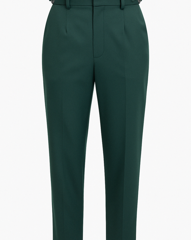 Green women's work wear straight Viscose Lycra Pants