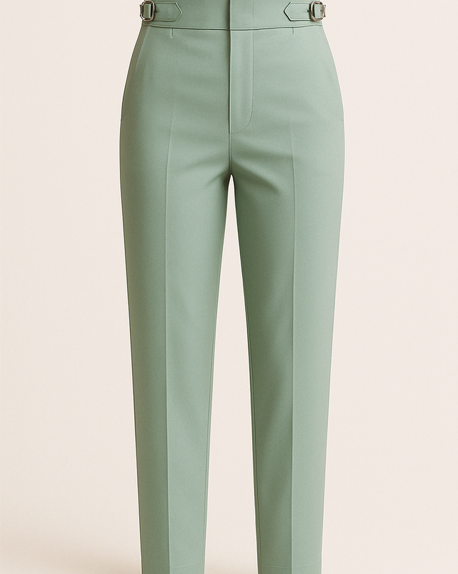 Muted Green women's work wear straight Viscose Lycra Pants