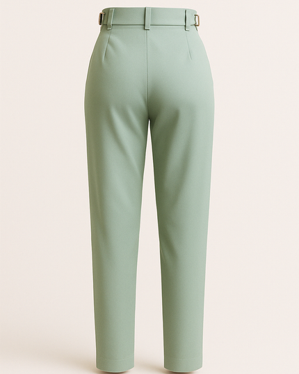 Muted Green women's work wear straight Viscose Lycra Pants