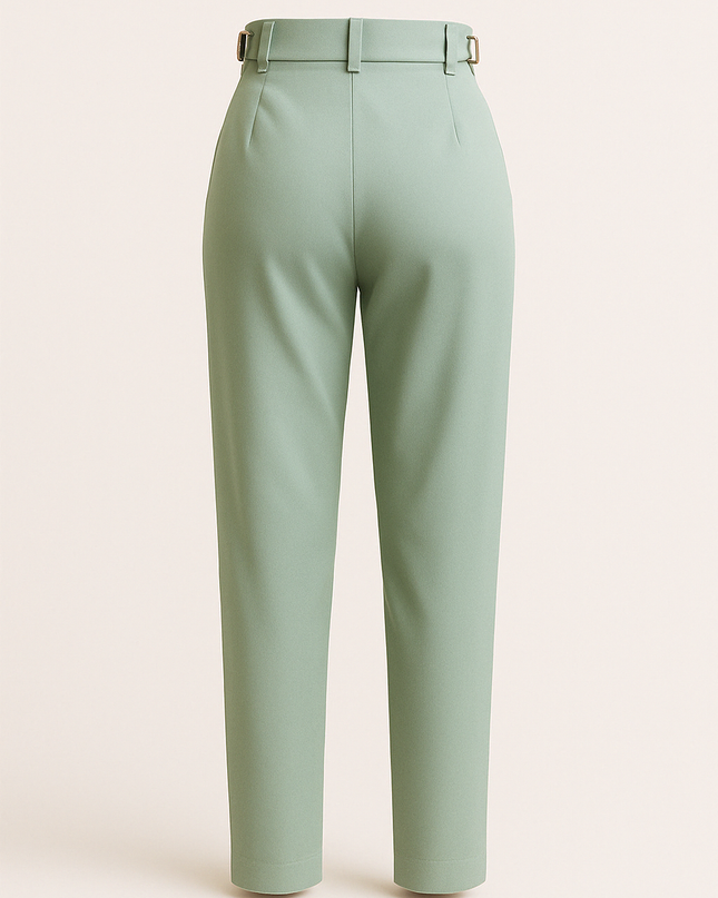 Muted Green women's work wear straight Viscose Lycra Pants