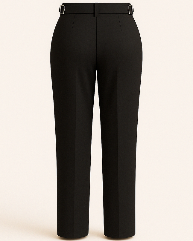 Black women's work wear straight Viscose Lycra Pants