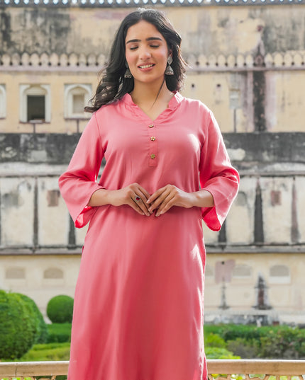 Peach Long Kurta Palazzo Set