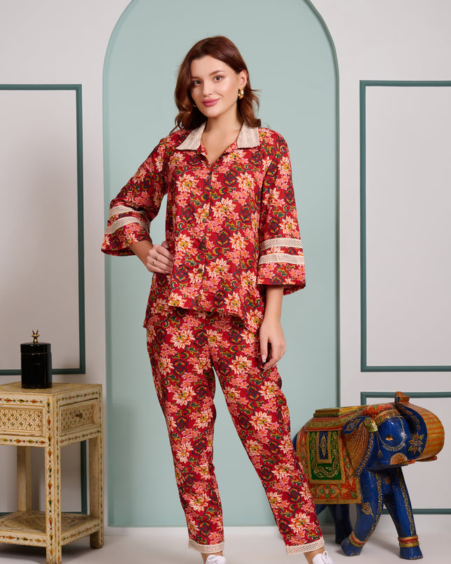 2 piece cord set red floral