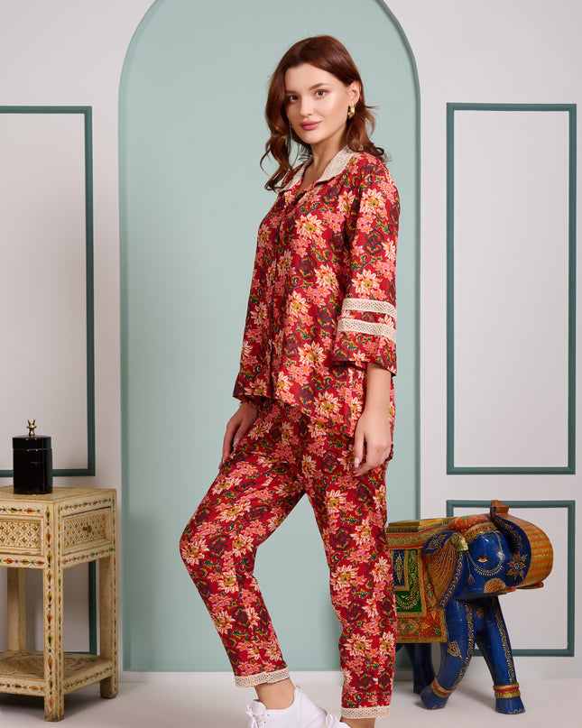 2 piece cord set red floral