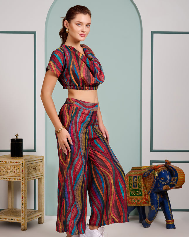 2 piece cord set red flowy