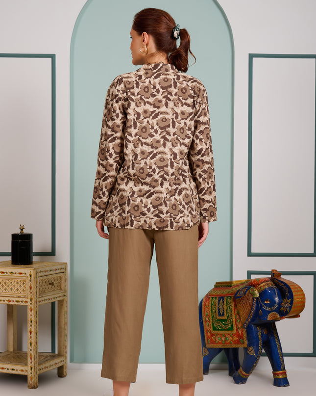 Tan color Floral 3 piece backless inner cord set