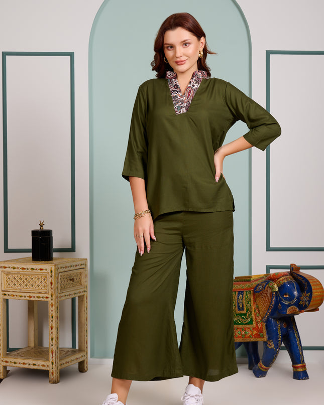 2 piece cord set Bottle Green Lounge Wear
