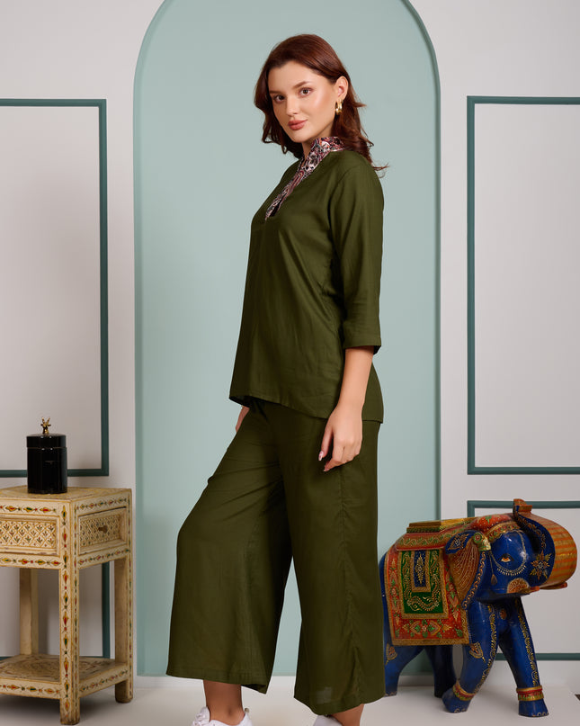 2 piece cord set Bottle Green Lounge Wear
