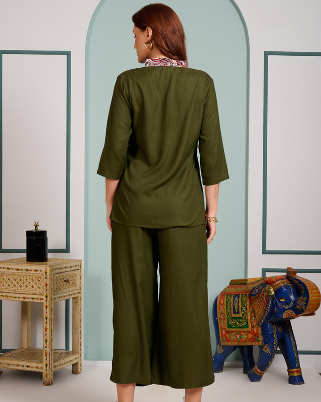 2 piece cord set Bottle Green Lounge Wear