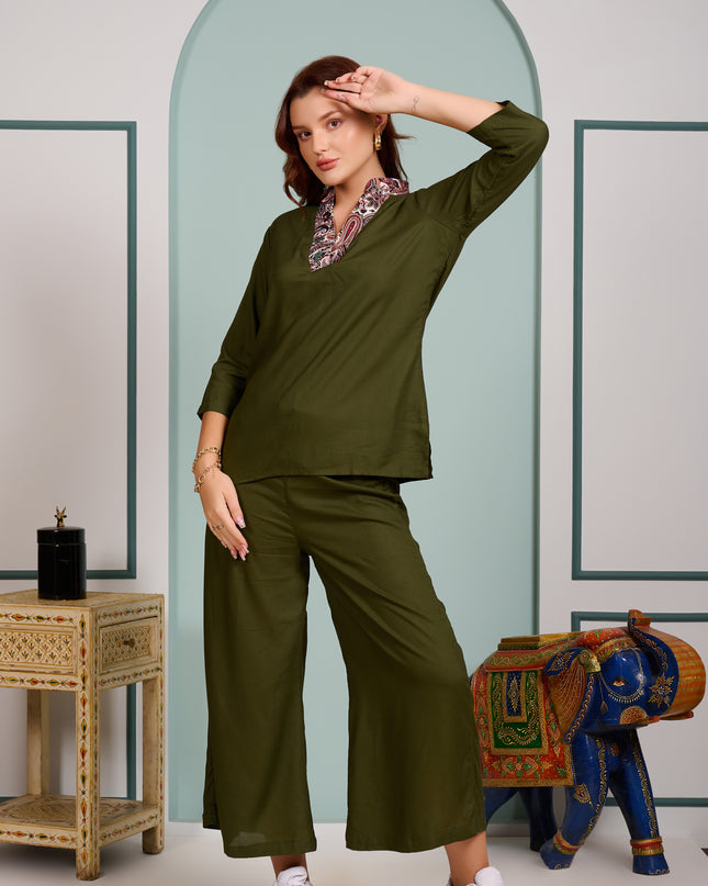 2 piece cord set Bottle Green Lounge Wear