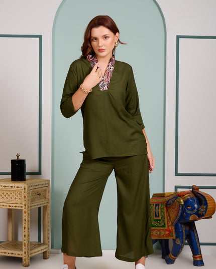 2 piece cord set Bottle Green Lounge Wear