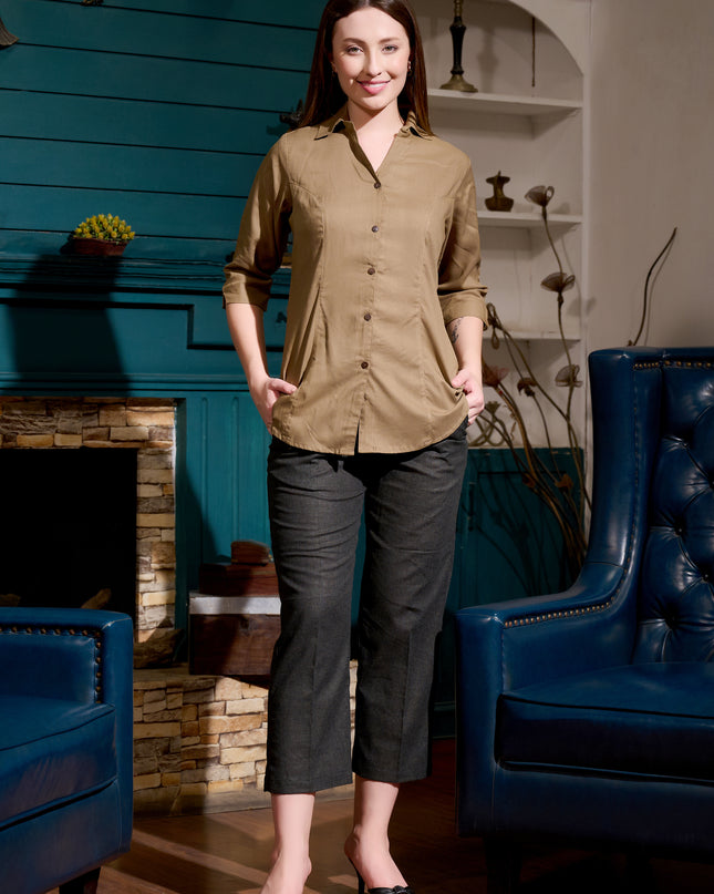 Solid Shirt Collection – Tan / Khaki Rayon Shirt