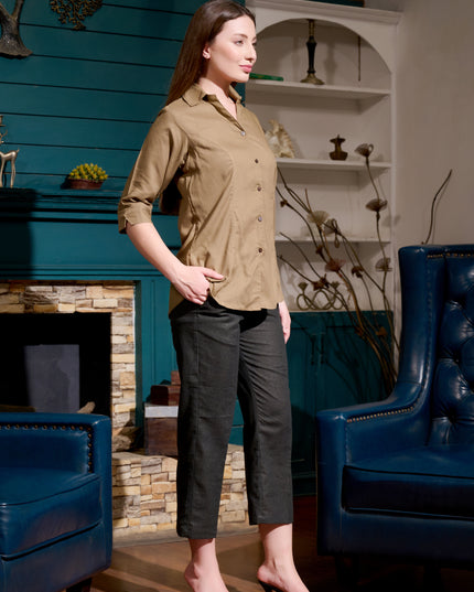 Solid Shirt Collection – Tan / Khaki Rayon Shirt