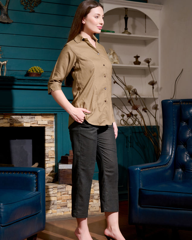 Solid Shirt Collection – Tan / Khaki Rayon Shirt