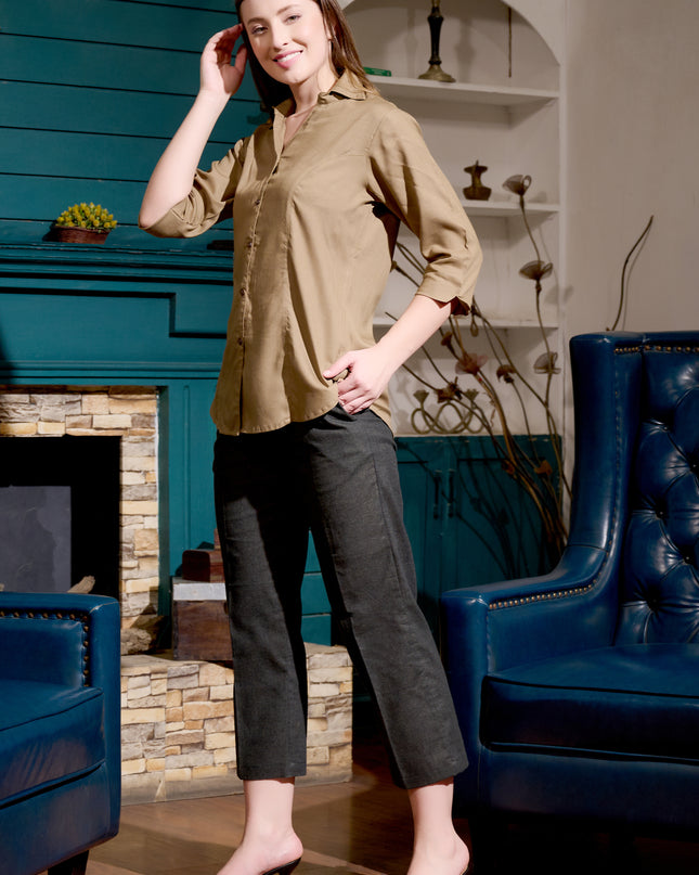 Solid Shirt Collection – Tan / Khaki Rayon Shirt