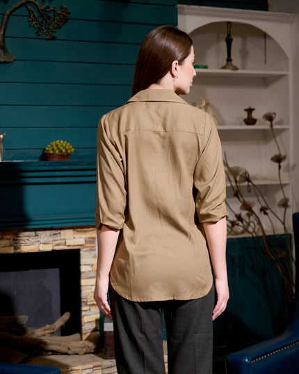Solid Shirt Collection – Tan / Khaki Rayon Shirt