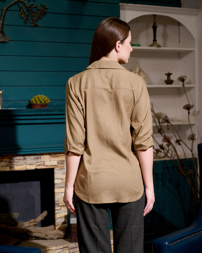 Solid Shirt Collection – Tan / Khaki Rayon Shirt
