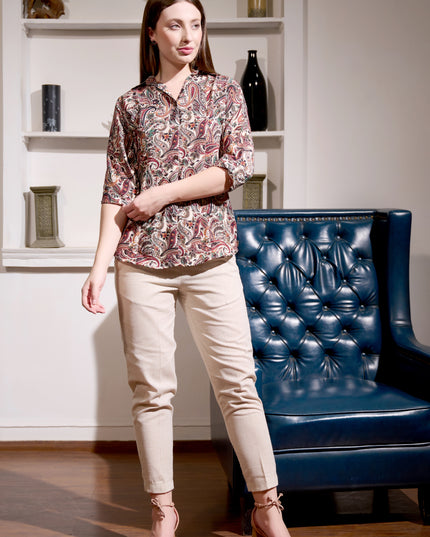 Printed Shirt Collection – Brown Paisley Cotton Blend Fabric