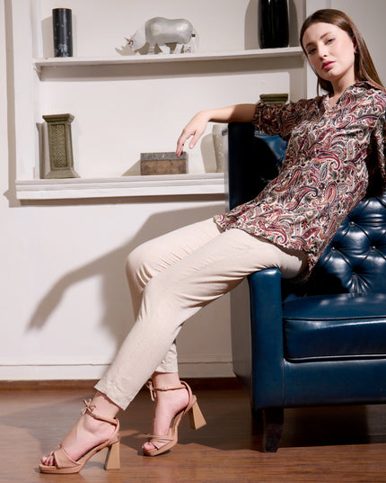Printed Shirt Collection – Brown Paisley Cotton Blend Fabric